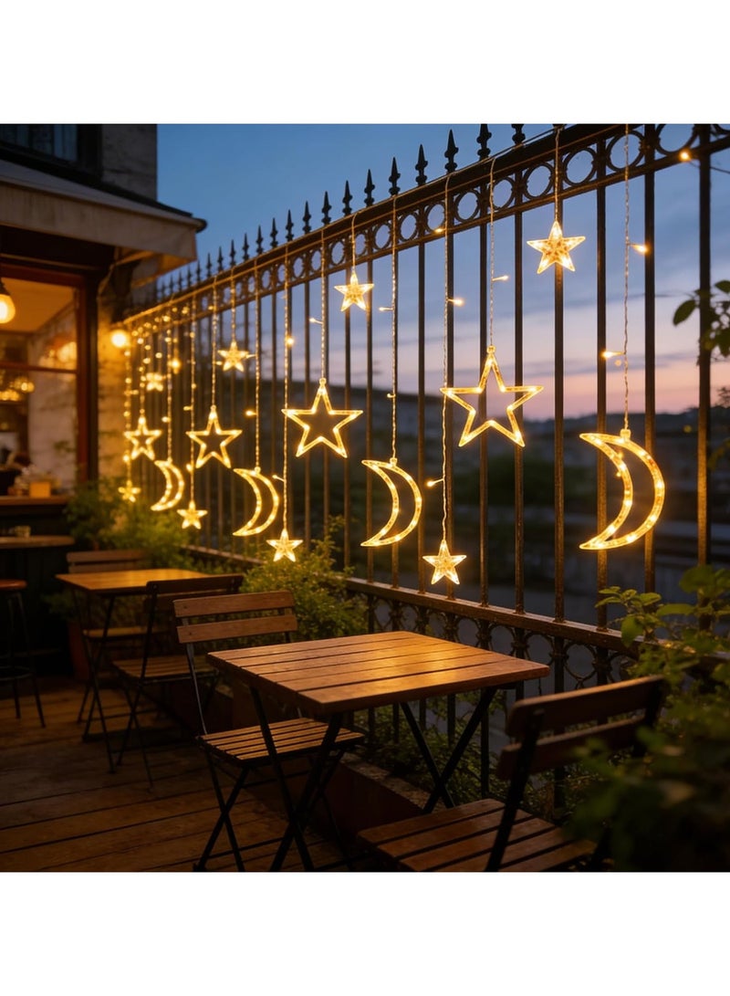 Yoawllty Ramadan Decorations, Ramadan Lights with 8 Lighting Modes, Eid Moon Window Fairy Lights,Star Moon String LED Curtain Lights for Window Outdoors Garden - Image 2